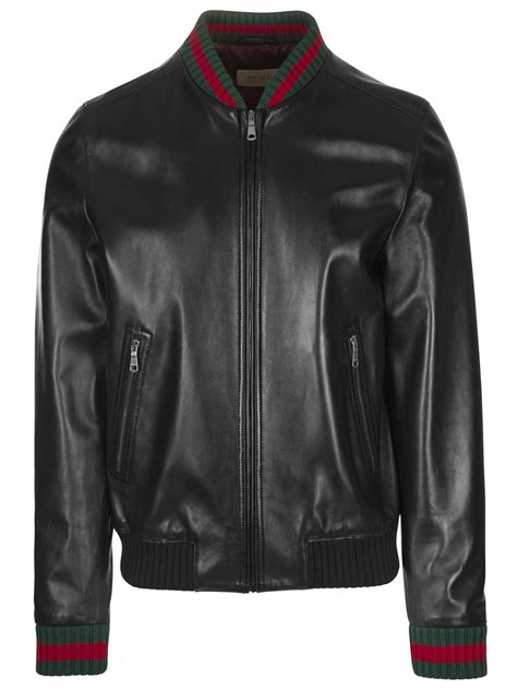 gucci web black leather jacket